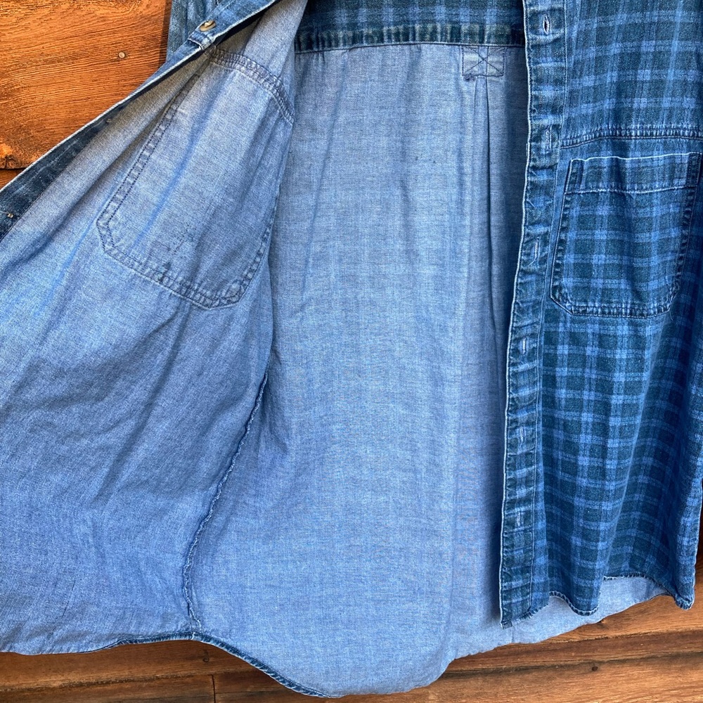Plaid Denim 90s Button-Up Vintage Sonoma - Picture 6 of 8